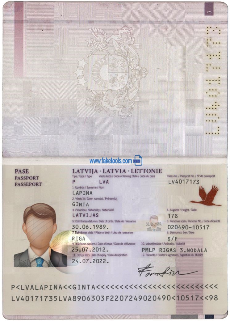 Editable blank Latvia Passport template psd pdf download