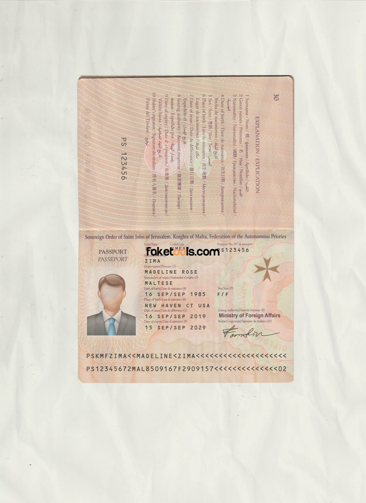 Editable blank Malta Passport template psd pdf download