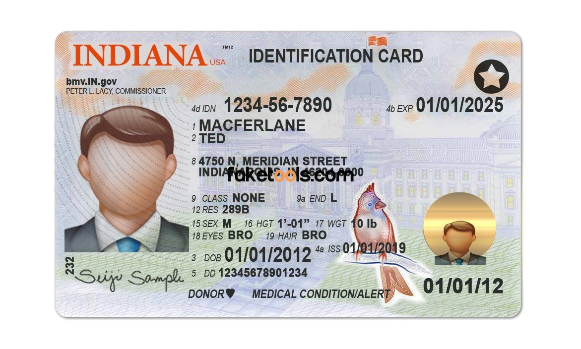 Editable blank Indiana driver license template psd pdf download