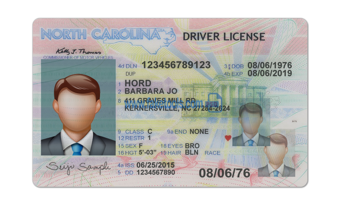 Editable blank North Carolina driver license template psd pdf download