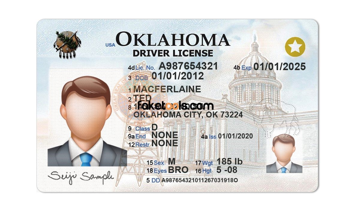 Editable blank Oklahoma driver license template psd pdf download