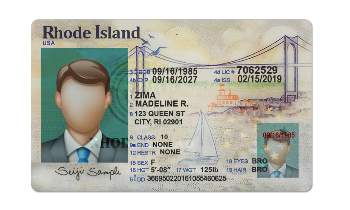 Editable blank Rhode Island driver license template psd pdf download