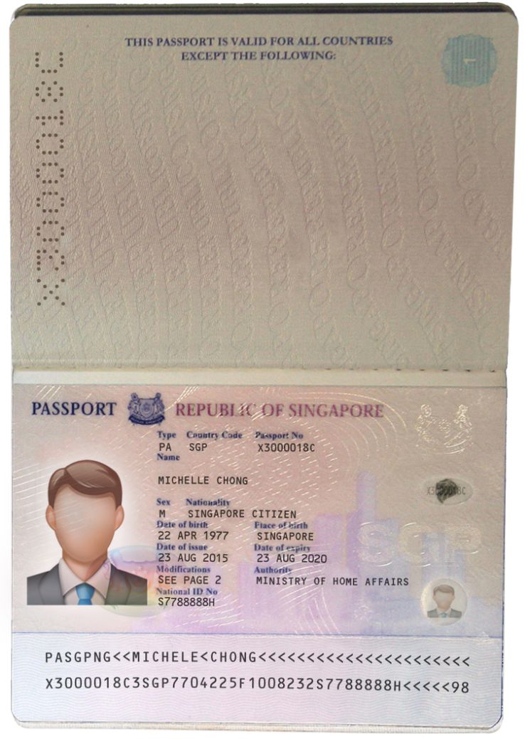 Editable blank Singapore Passport template psd pdf download